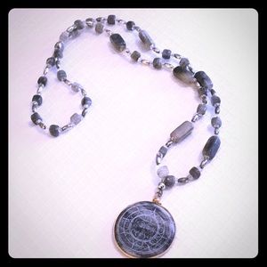 Gray smoked handmade beaded necklace.